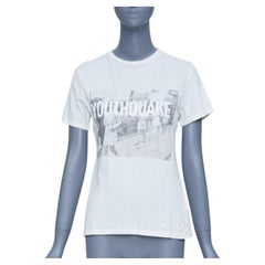 CHRISTIAN DIOR 2018 Runway Youthquake – T-Shirt aus Baumwoll-Leinen-Mischgewebe mit grafischem Print, Größe XS