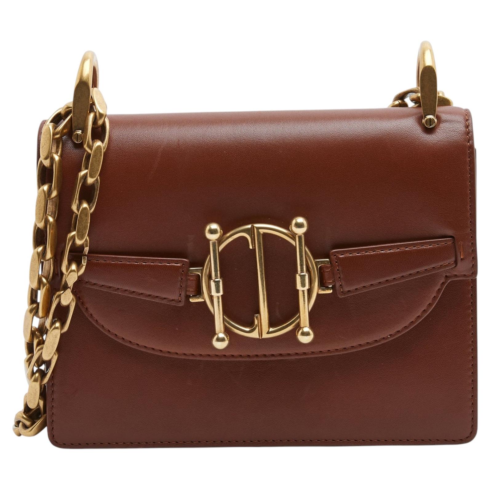 Christian Dior 2018 Sac DiorDirection Tan Leather Golden Chain Shoulder Bag