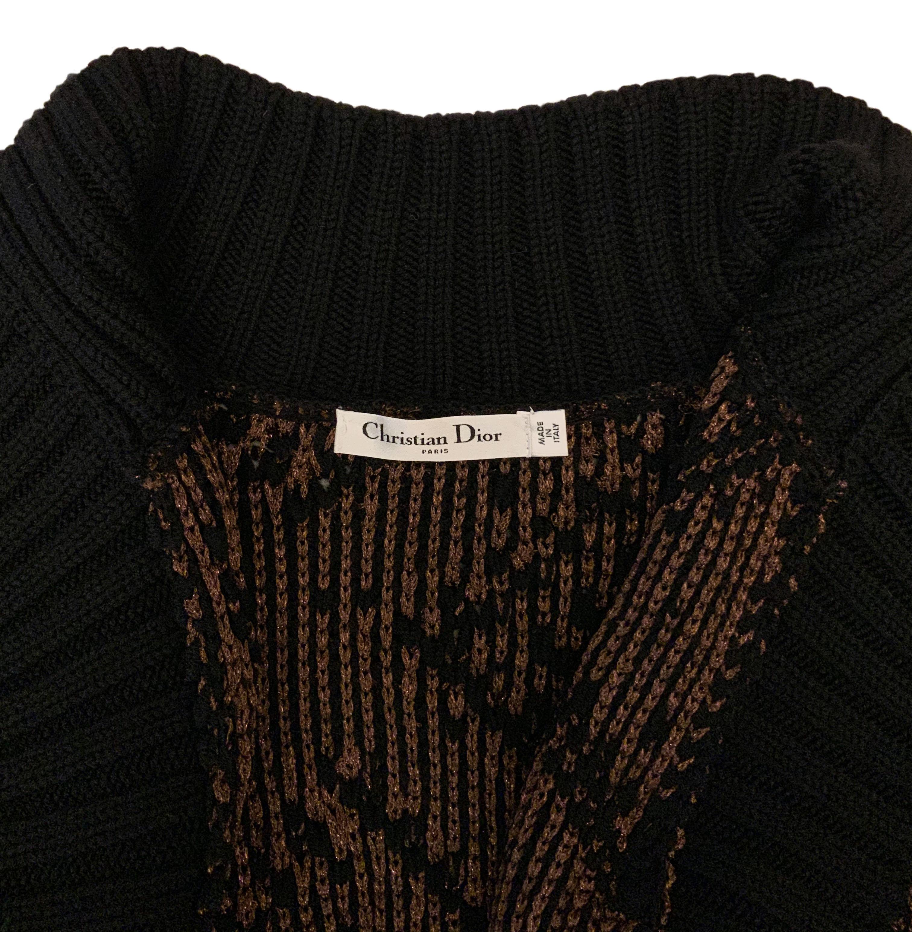 Christian Dior 2019 Black and Lurex Belted Knit Cardigan 1