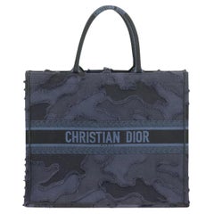 Christian Dior 2019 Book Large Camouflage Jacquard Canvas Tote Bag