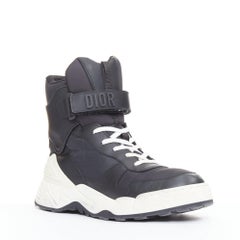 CHRISTIAN DIOR 2019 Jumper Leather logo magic tape high top sneakers EU37.5