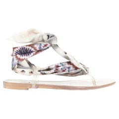 CHRISTIAN DIOR 2019 multicolor Kaleidiorscopic silk tie flat sandals EU38