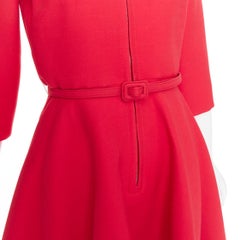 CHRISTIAN DIOR 2019 red wool silk half zip belted flare dress FR36 S