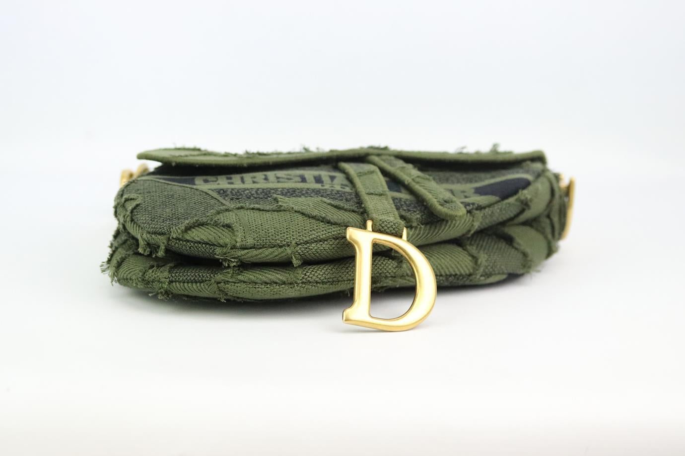Black Christian Dior 2019 Saddle Camouflage Canvas Shoulder Bag