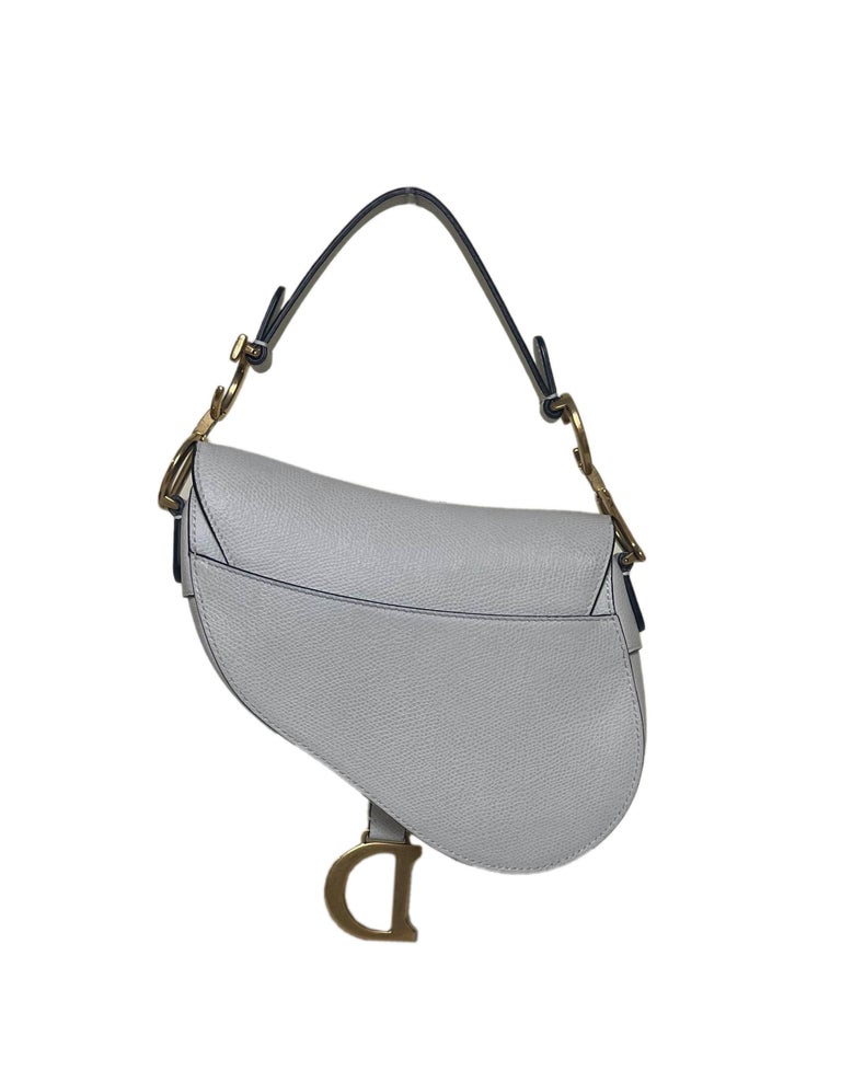 Christian Dior 2019 White Grained Calfskin Leather Mini Saddle Bag For ...