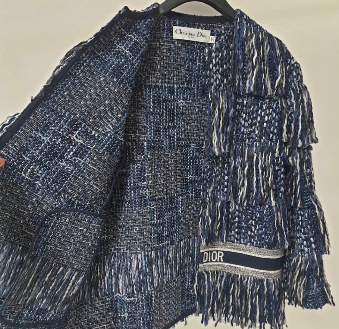 Christian Dior 2019 Jacke aus Tweed mit Fransen und Yarn 2