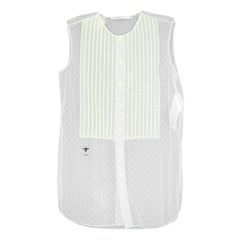 Christian Dior 2019 White Tulle Polka Dot Sleeveless Top w/ Bee sz FR36