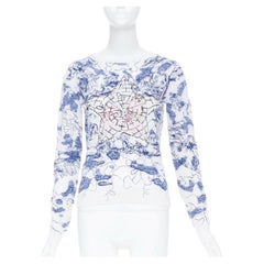 CHRISTIAN DIOR 2020 Around the World embroidered cashmere cotton sweater FR34 XS