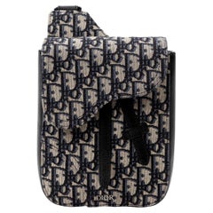 Christian Dior 2020 Black/Navy Diorissimo Saddle Crossbody