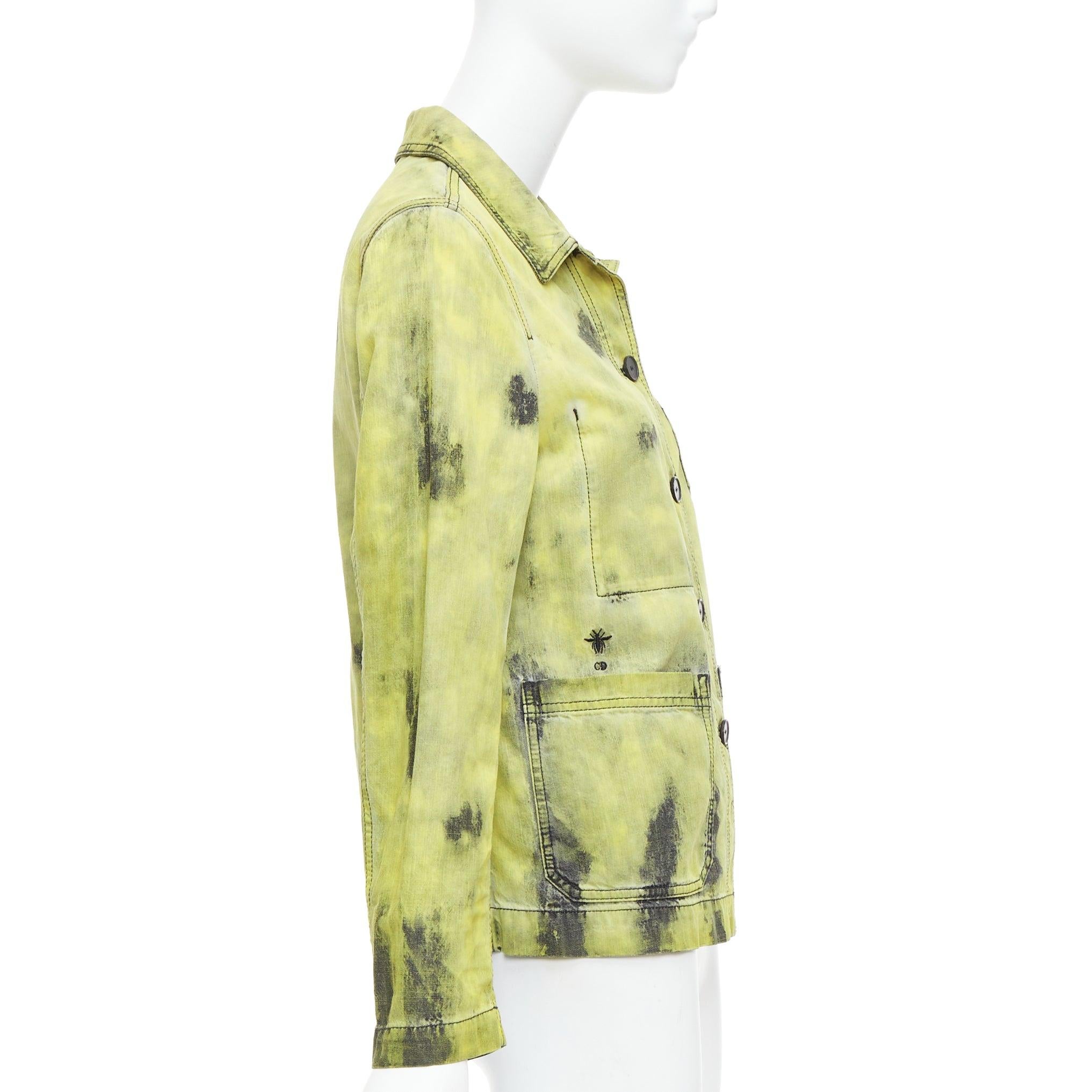CHRISTIAN DIOR 2020 green acid wash tie dye CD overshirt jacket FR38 M In Excellent Condition For Sale In Hong Kong, NT