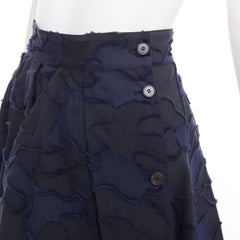 CHRISTIAN DIOR 2020 Runway navy cotton camouflage jacquard midi skirt FR34 XS