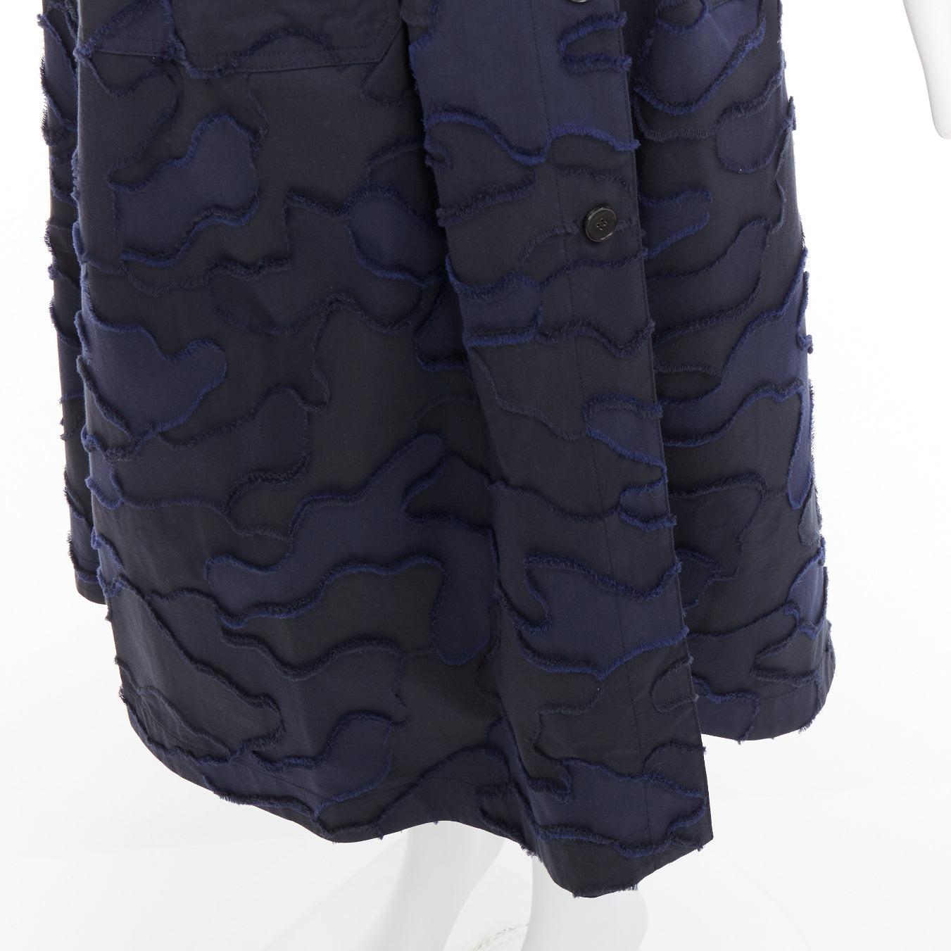 CHRISTIAN DIOR 2020 Runway navy cotton camouflage jacquard midi skirt FR34 XS For Sale 2