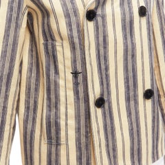 CHRISTIAN DIOR 2020 Runway striped linen blend double breasted blazer FR36 S
