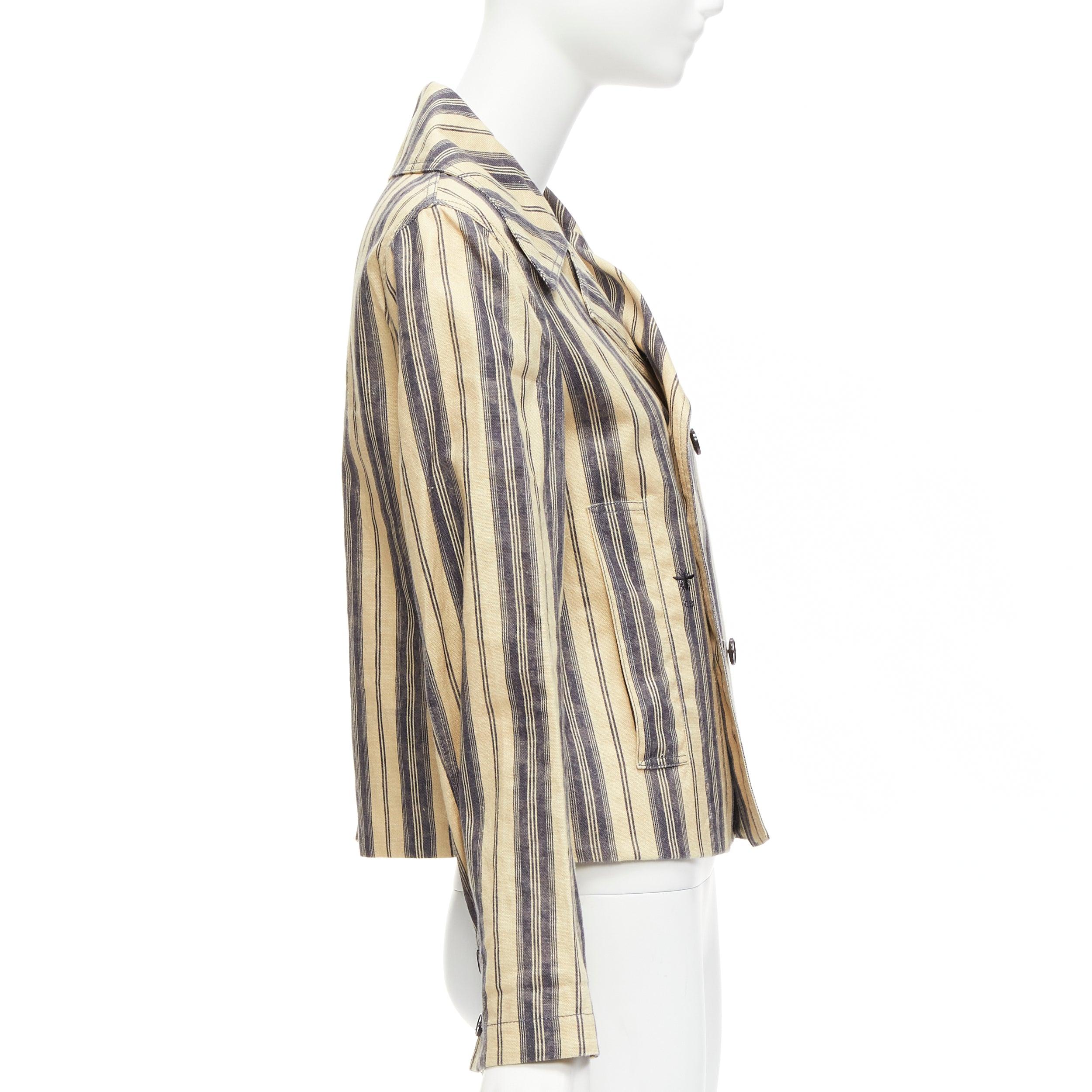 Donna CHRISTIAN DIOR 2020 Blazer doppiopetto a righe in misto lino FR36 S in vendita