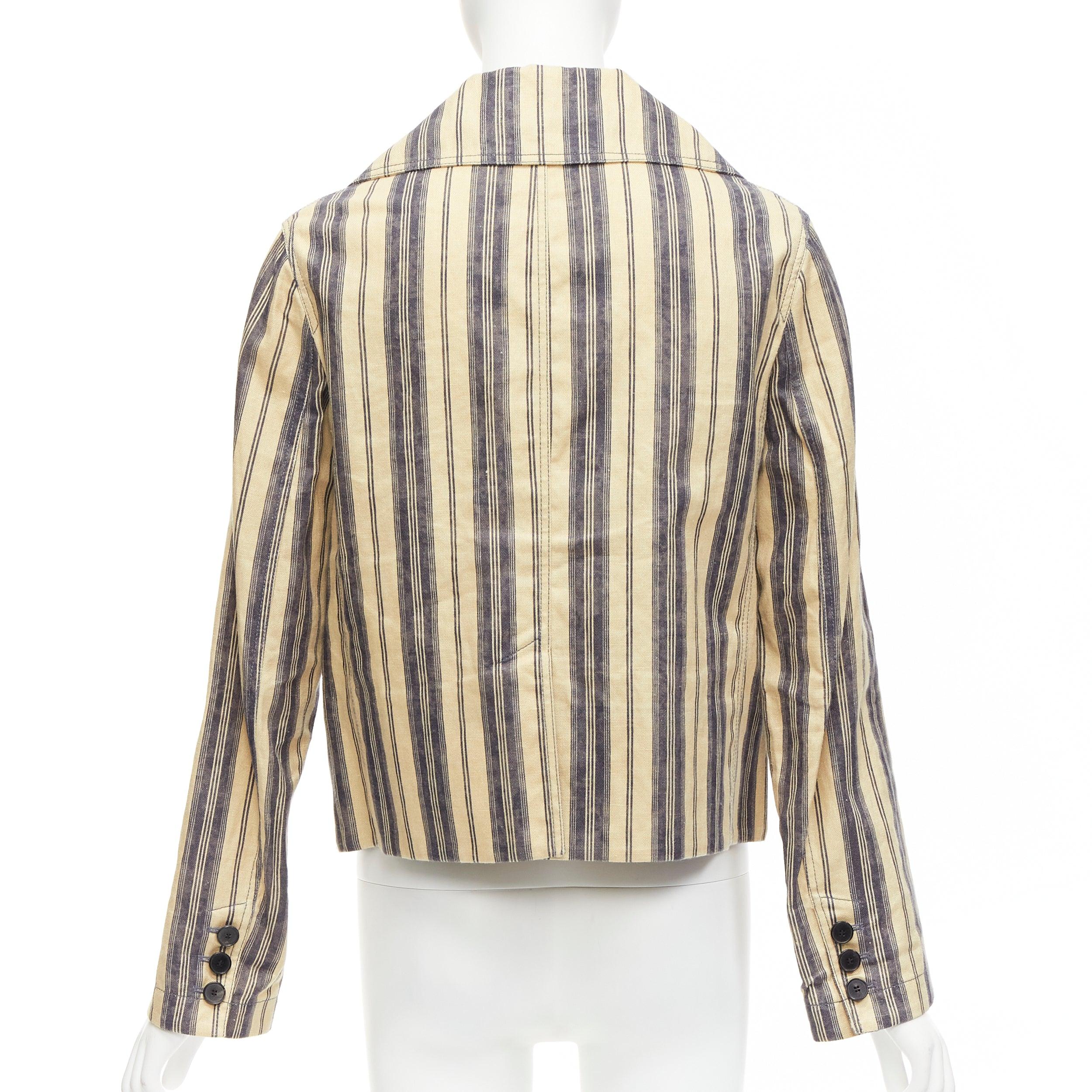 CHRISTIAN DIOR 2020 Blazer doppiopetto a righe in misto lino FR36 S in vendita 1