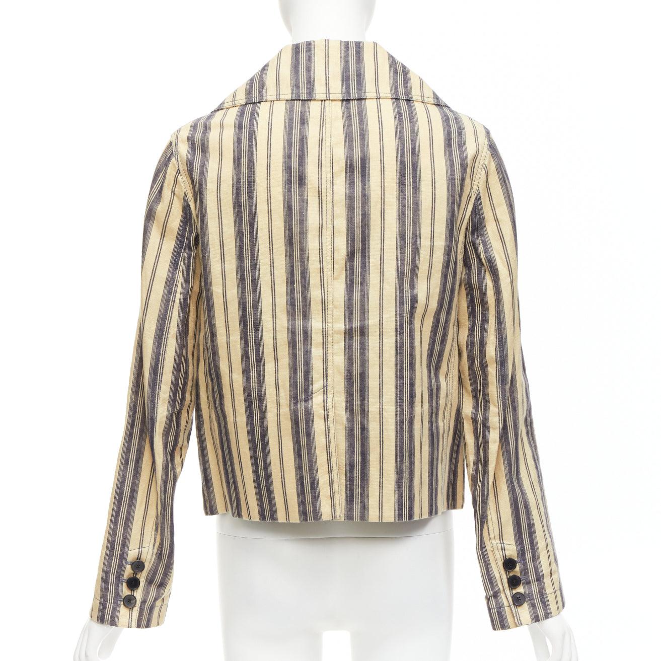 CHRISTIAN DIOR 2020 Runway striped linen blend double breasted blazer FR36 S For Sale 2