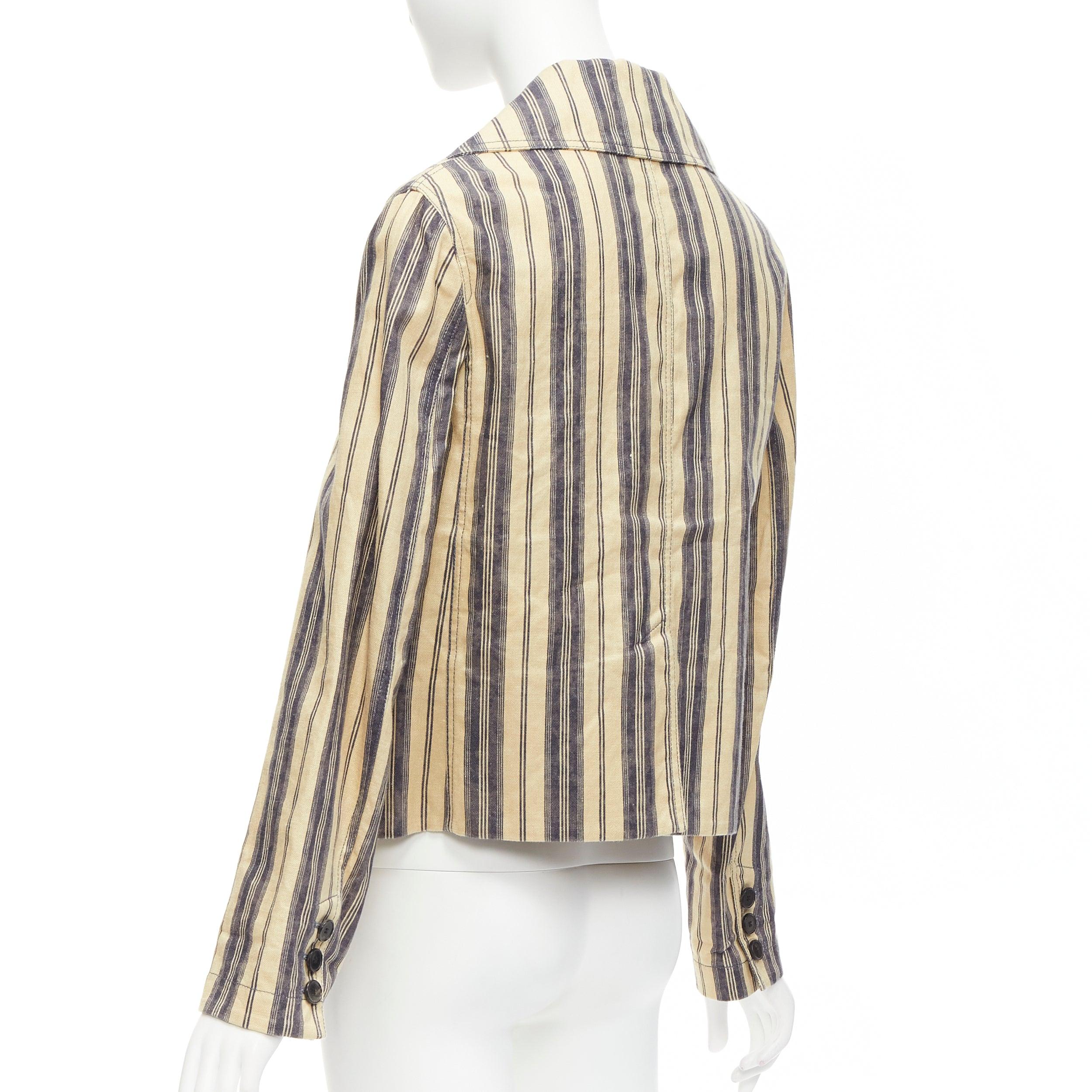 CHRISTIAN DIOR 2020 Blazer doppiopetto a righe in misto lino FR36 S in vendita 2