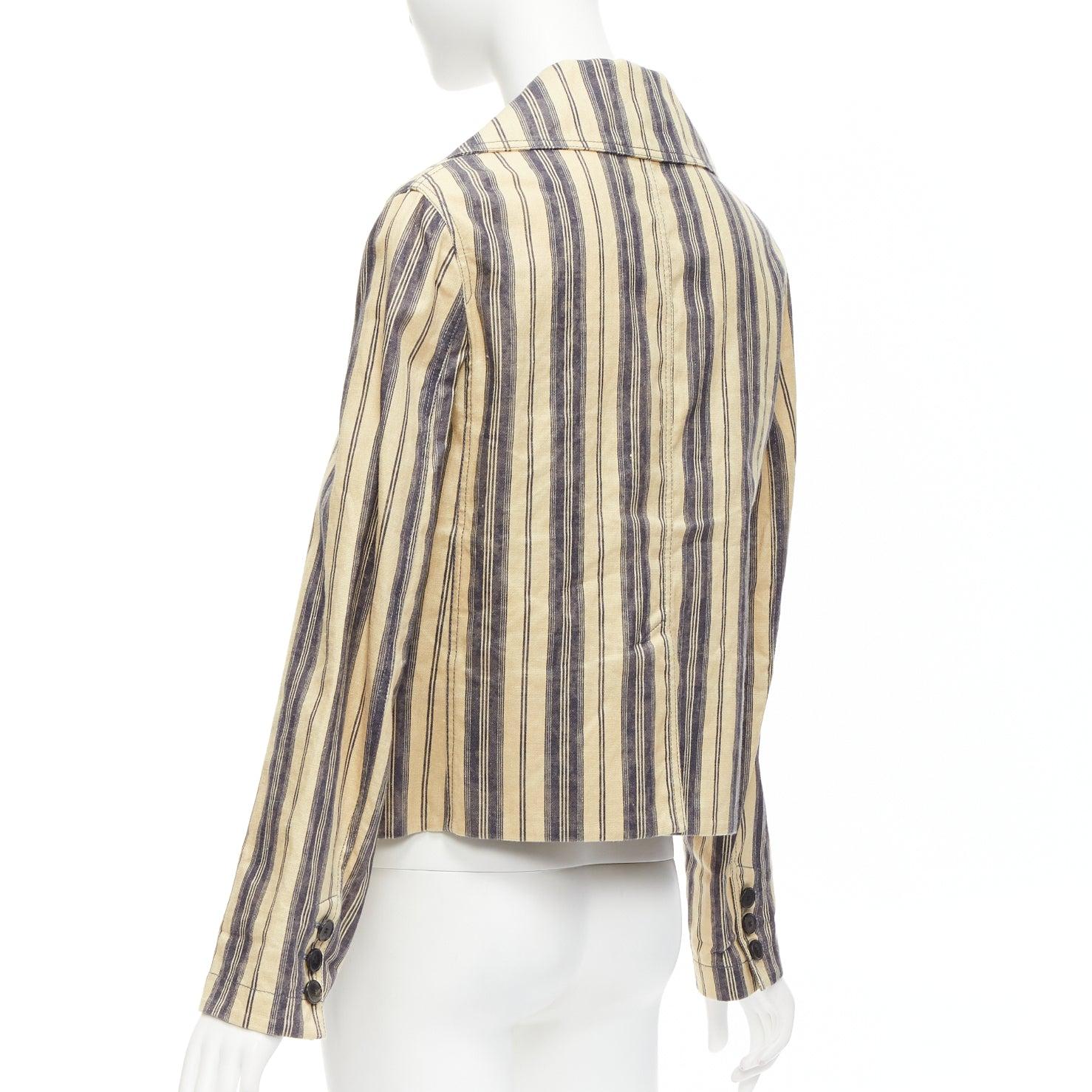 CHRISTIAN DIOR 2020 Runway striped linen blend double breasted blazer FR36 S For Sale 3