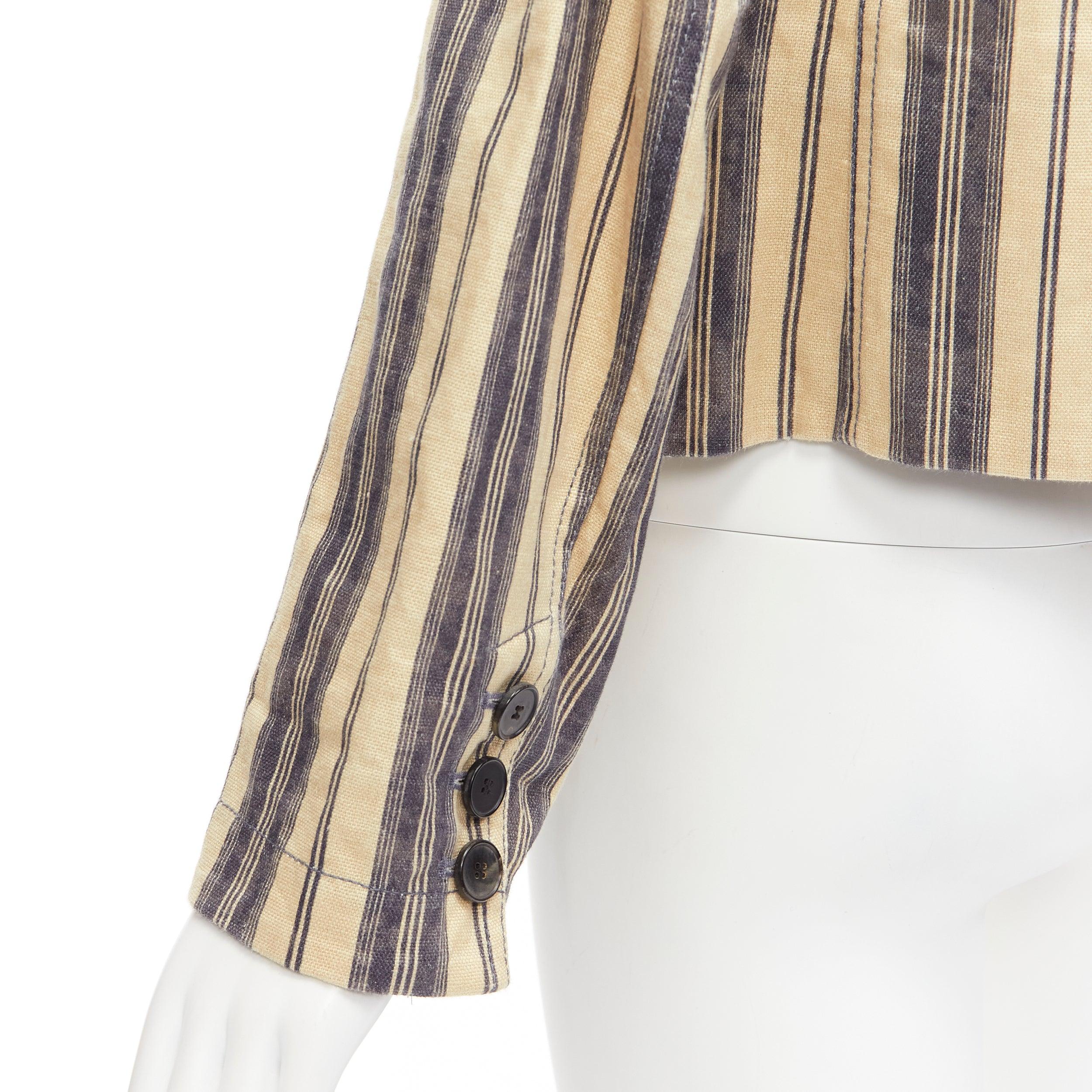 CHRISTIAN DIOR 2020 Blazer doppiopetto a righe in misto lino FR36 S in vendita 3