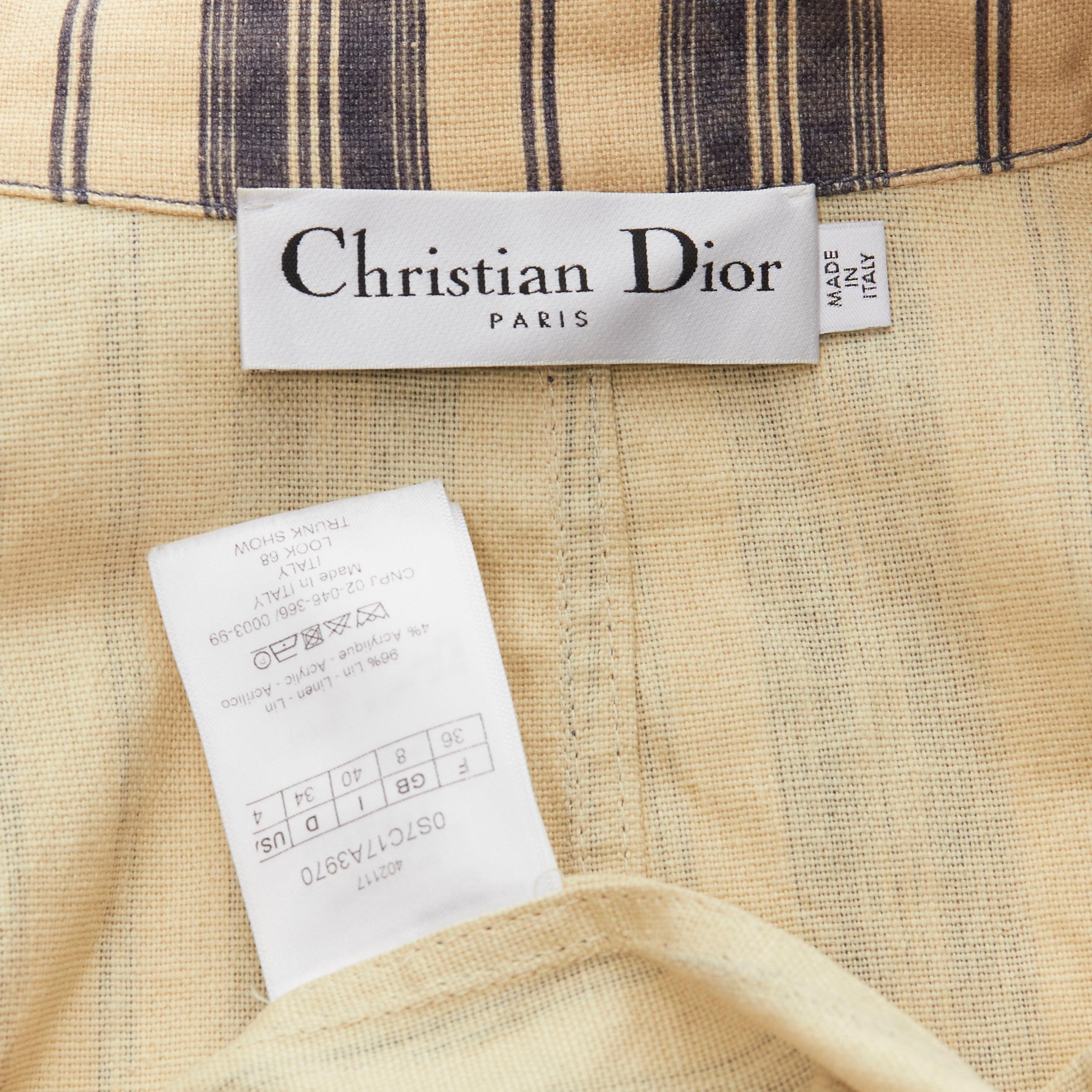 CHRISTIAN DIOR 2020 Blazer doppiopetto a righe in misto lino FR36 S in vendita 4