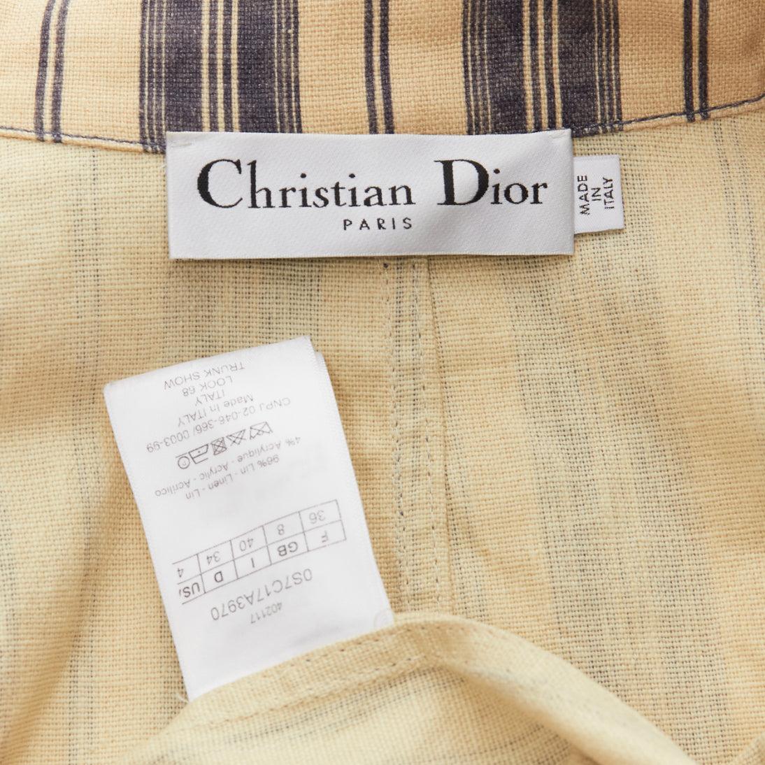 CHRISTIAN DIOR 2020 Runway striped linen blend double breasted blazer FR36 S For Sale 5
