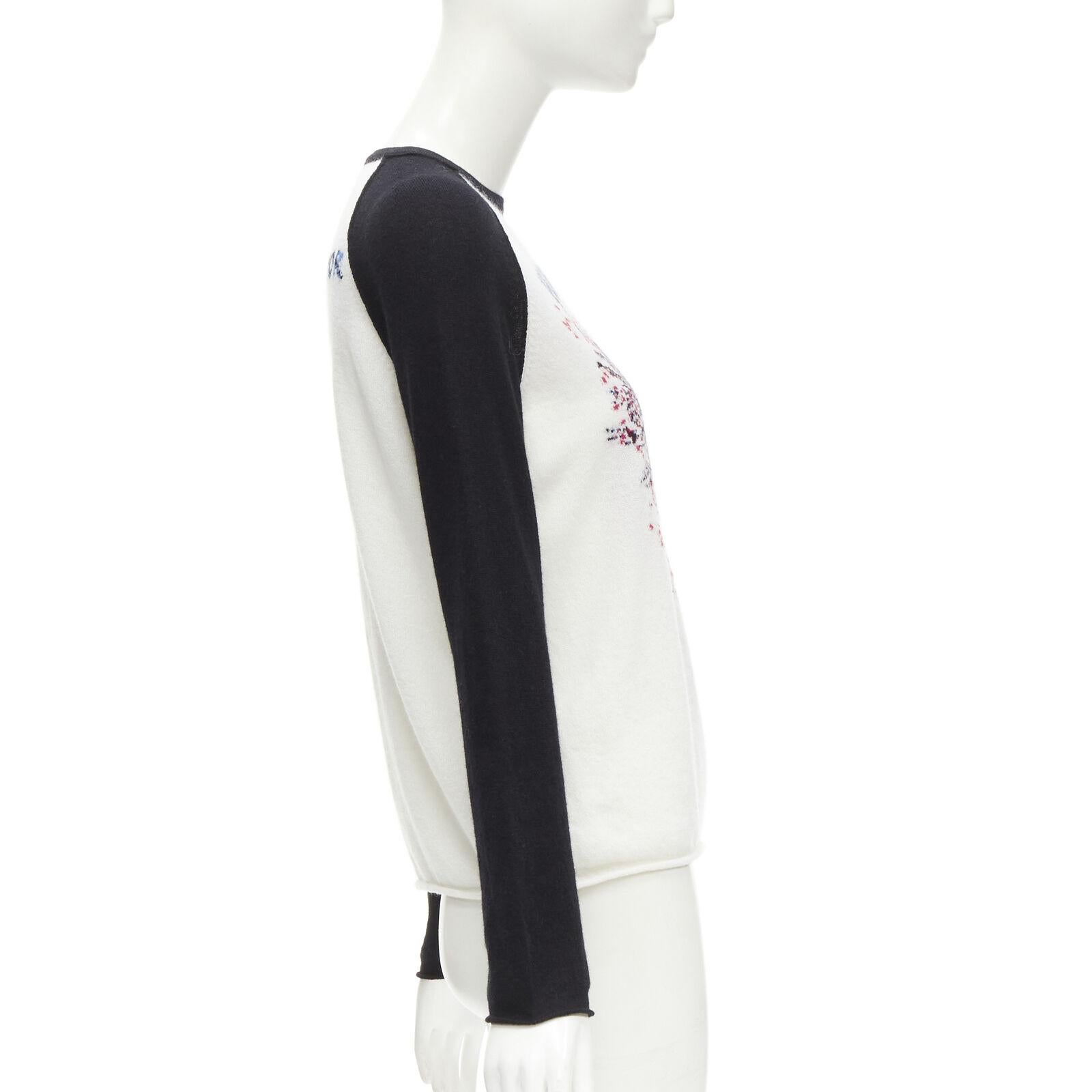 Women's CHRISTIAN DIOR 2021 100% cashmere Heart Beat black white raglan top FR34 XS For Sale