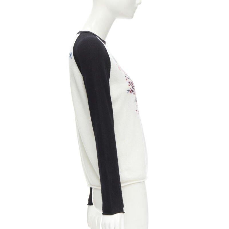 CHRISTIAN DIOR 2021 100% cashmere Heart Beat black white raglan top FR34 XS In Excellent Condition For Sale In Hong Kong, NT