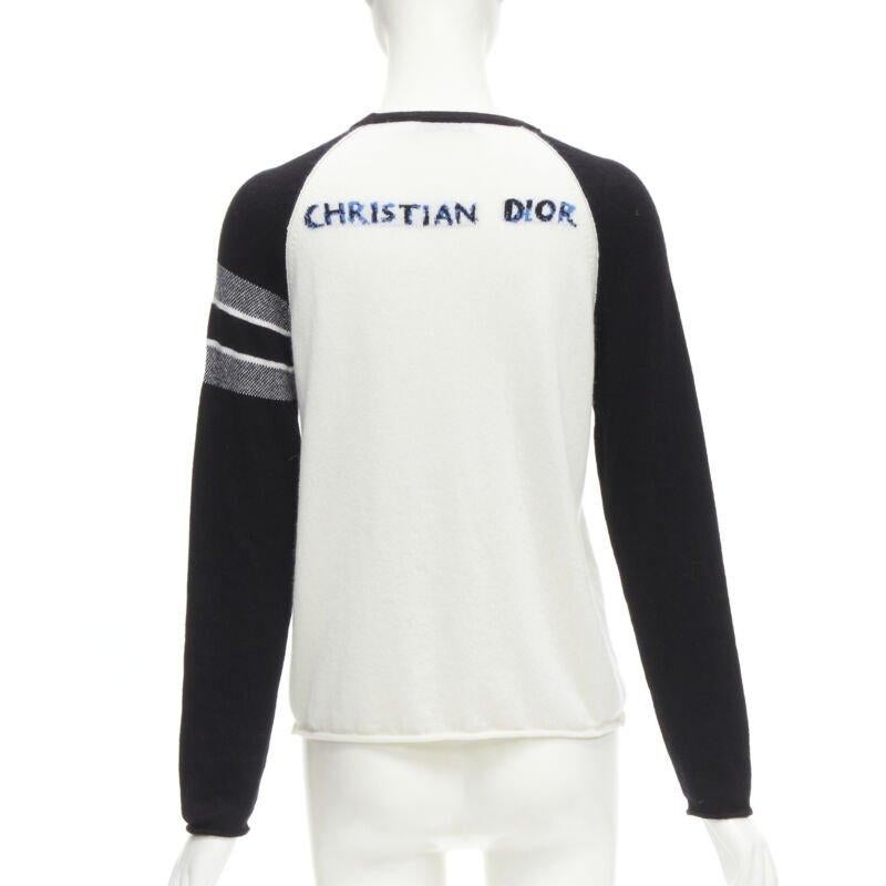 Women's CHRISTIAN DIOR 2021 100% cashmere Heart Beat black white raglan top FR34 XS For Sale