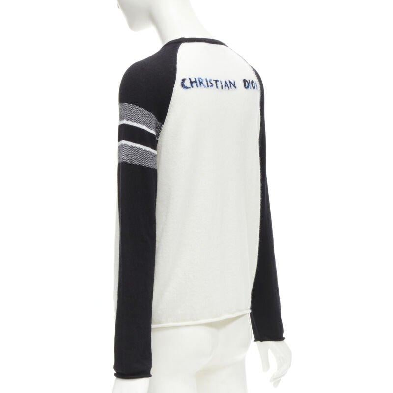 CHRISTIAN DIOR 2021 100% cashmere Heart Beat black white raglan top FR34 XS For Sale 1