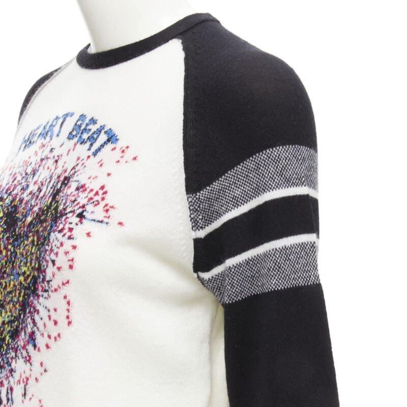 CHRISTIAN DIOR 2021 100% cashmere Heart Beat black white raglan top FR34 XS For Sale 3