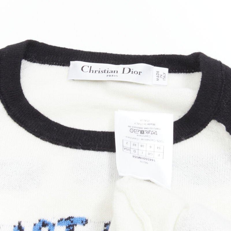 CHRISTIAN DIOR 2021 100% cashmere Heart Beat black white raglan top FR34 XS For Sale 4
