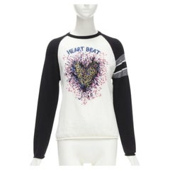 CHRISTIAN DIOR 2021 100% cashmere Heart Beat black white raglan top FR34 XS