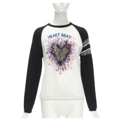 CHRISTIAN DIOR 2021 100% cashmere Heart Beat black white raglan top FR34 XS