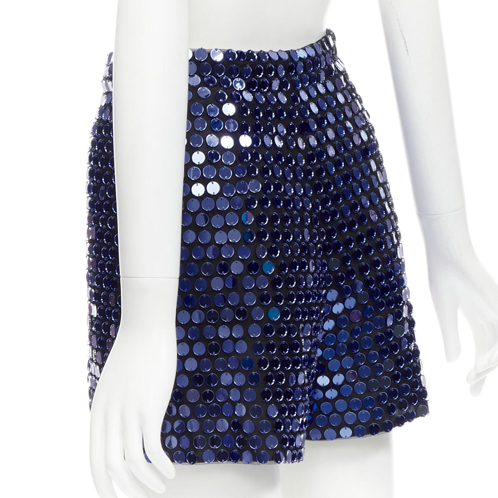Women's CHRISTIAN DIOR 2021 blue mirrored embellished black high waisted shorts FR34 XS