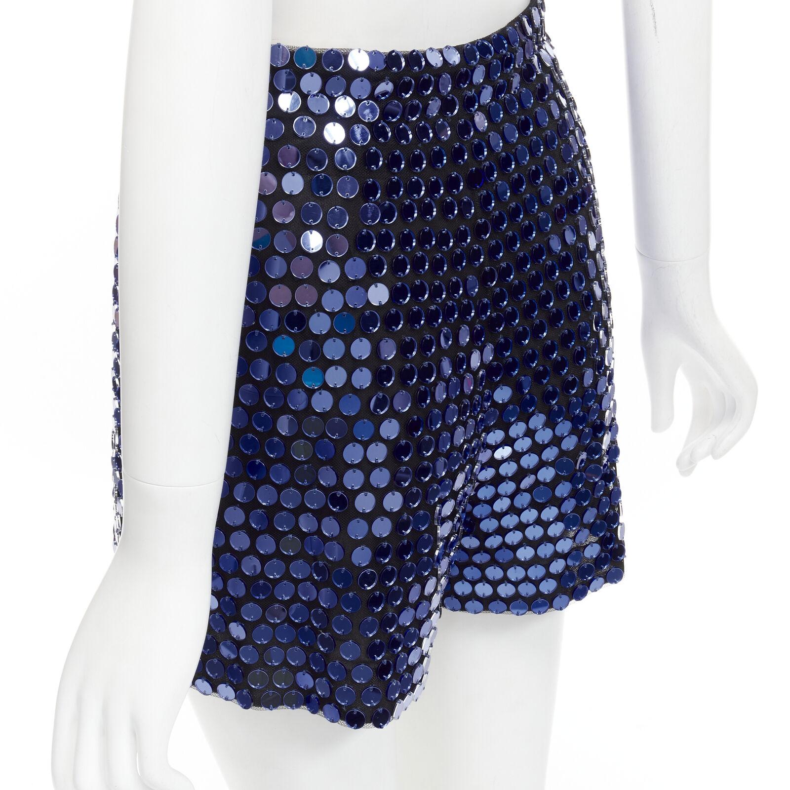 CHRISTIAN DIOR 2021 blue mirrored embellished black high waisted shorts FR34 XS 1