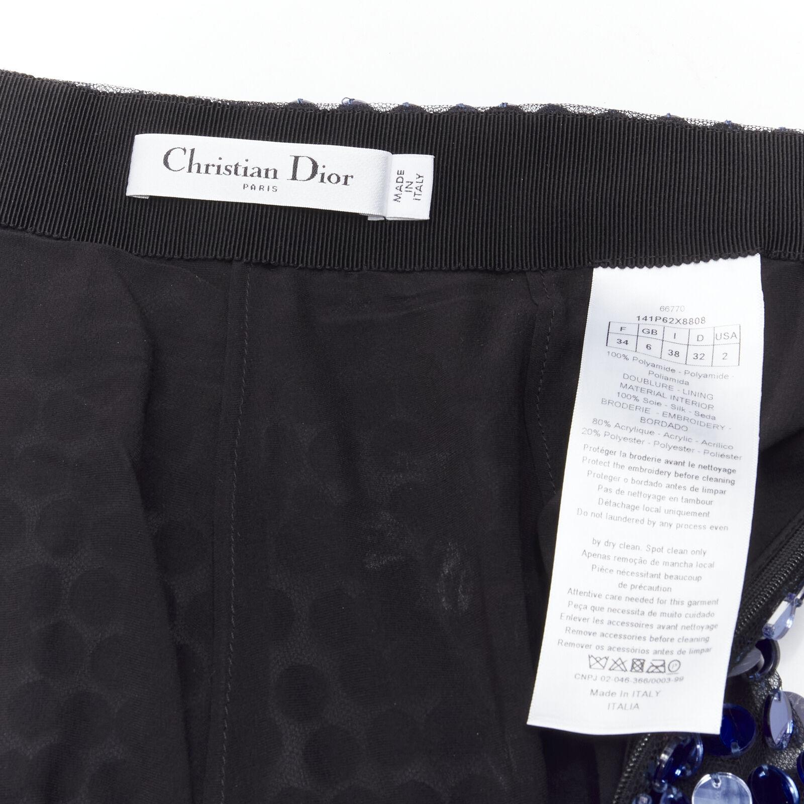 CHRISTIAN DIOR 2021 blue mirrored embellished black high waisted shorts FR34 XS 2