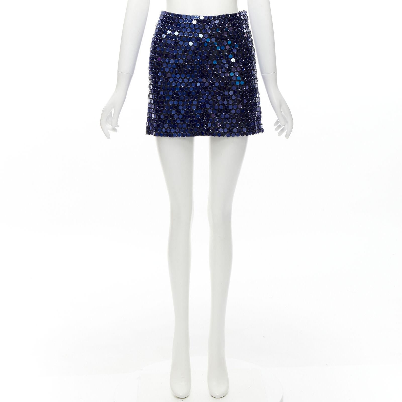 CHRISTIAN DIOR 2021 blue mirrored embellished black high waisted shorts FR34 XS 3