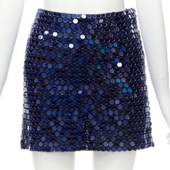 CHRISTIAN DIOR 2021 blue mirrored embellished black high waisted shorts FR34 XS