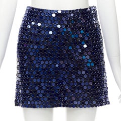 CHRISTIAN DIOR 2021 Blaue verspiegelte verzierte schwarze Shorts mit hoher Taille FR34 XS