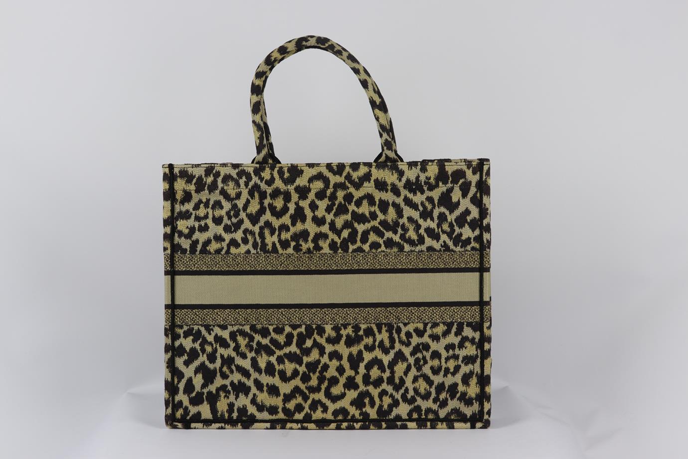 Christian Dior 2021 Book Large Leopard Jacquard Canvas Tote Bag In Excellent Condition In London, GB