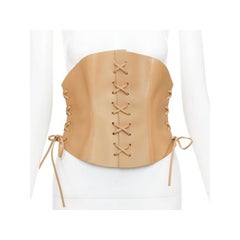 CHRISTIAN DIOR 2021 D-Lace tan light gold lace detail leather corset belt 75cm