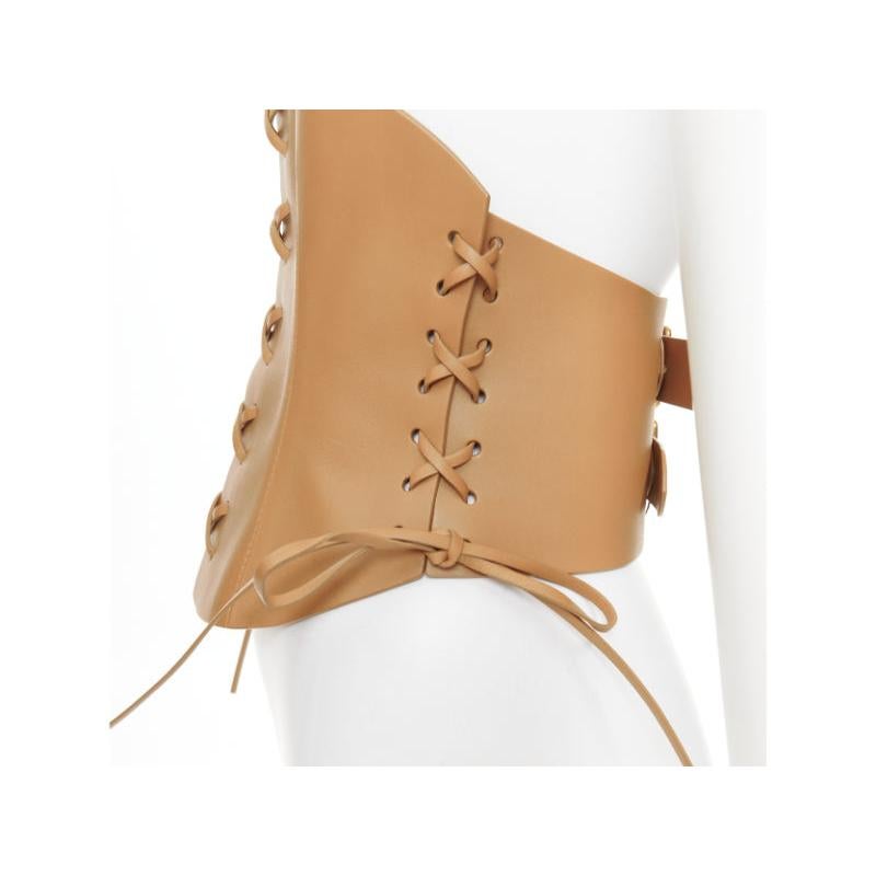 CHRISTIAN DIOR 2021 D-Lace tan light gold lace detail leather corset belt 75cm For Sale 2
