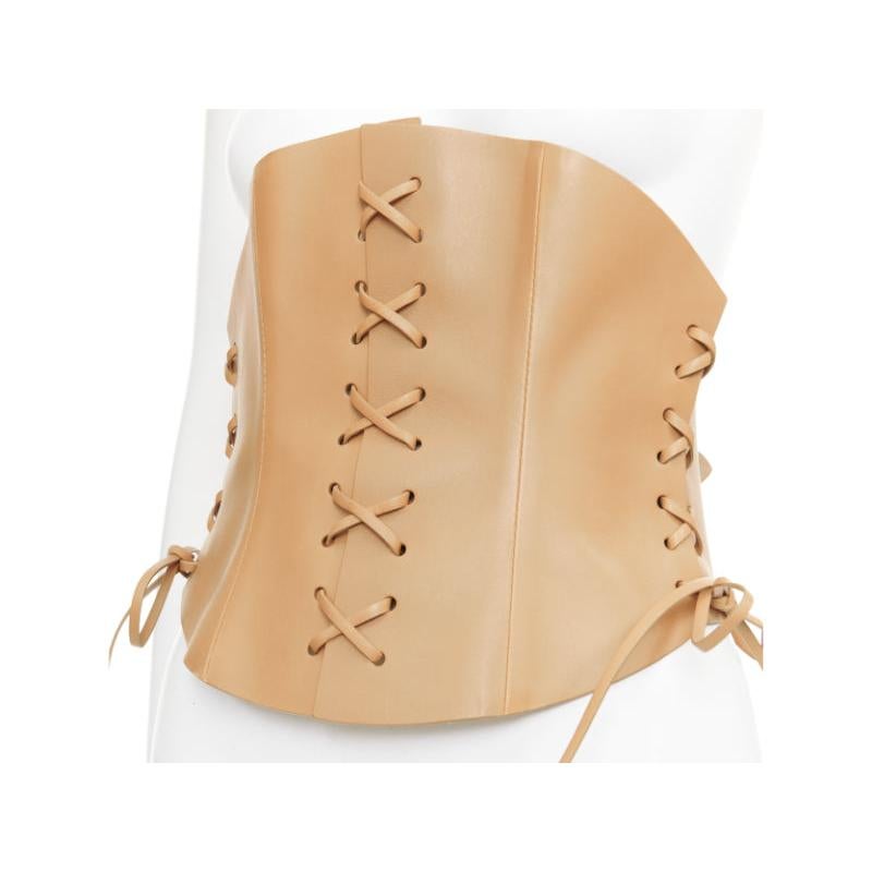 CHRISTIAN DIOR 2021 D-Lace tan light gold lace detail leather corset belt 75cm For Sale 3