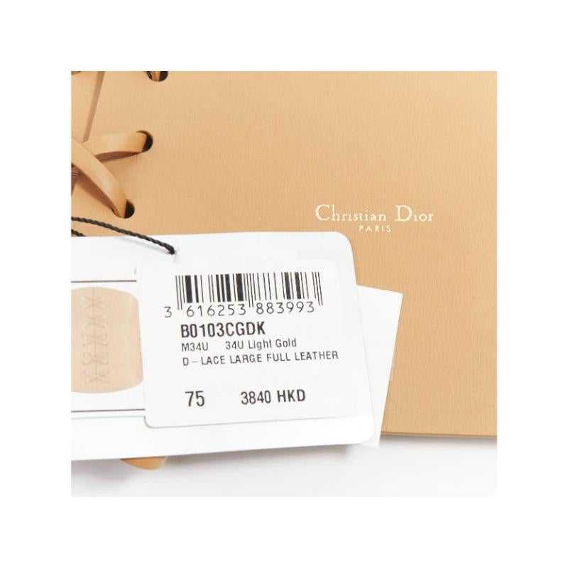 CHRISTIAN DIOR 2021 D-Lace tan light gold lace detail leather corset belt 75cm For Sale 4