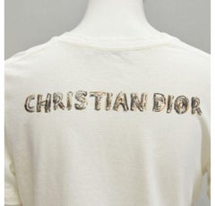 CHRISTIAN DIOR 2021 green dinosaur print cotton linen tshirt top XS