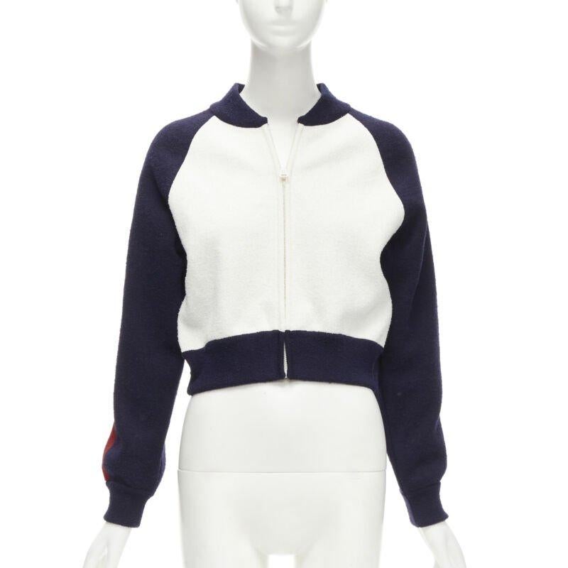 CHRISTIAN DIOR 2021 I Love Paris wool cropped track jacket zip bomber FR34 XS In Excellent Condition For Sale In Hong Kong, NT
