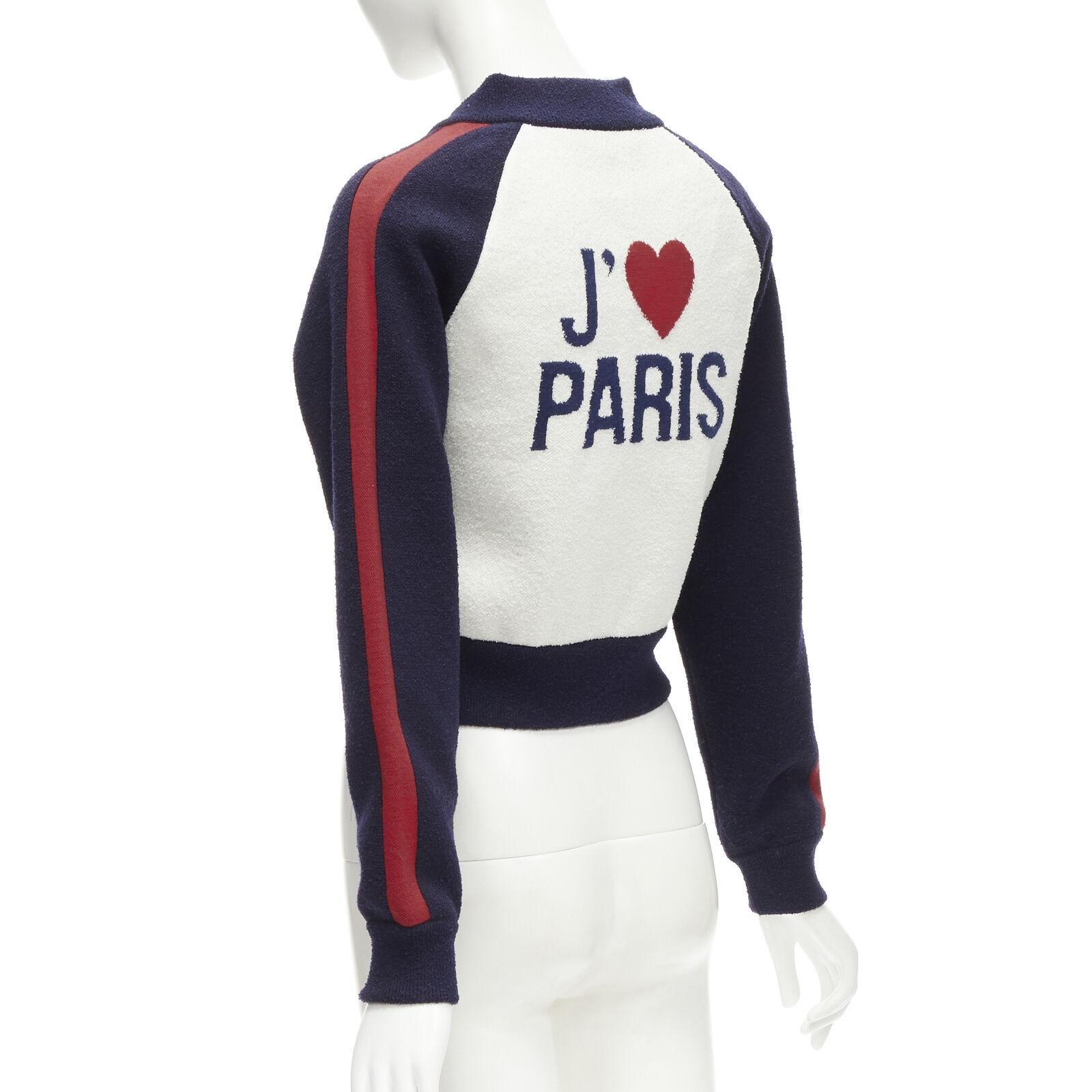 CHRISTIAN DIOR 2021 I Love Paris wool cropped track jacket zip bomber FR34 XS For Sale 2