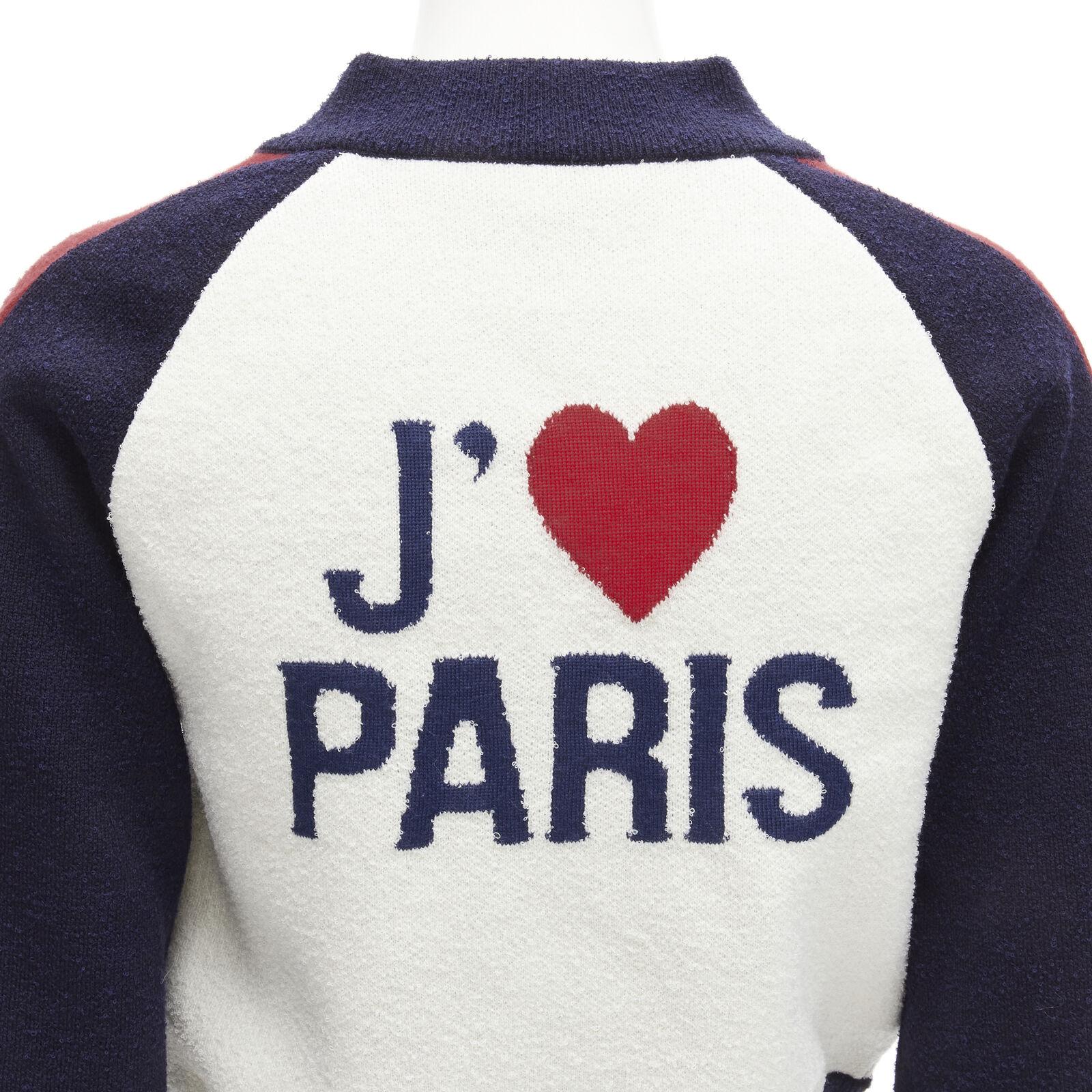 CHRISTIAN DIOR 2021 I Love Paris wool cropped track jacket zip bomber FR34 XS For Sale 4