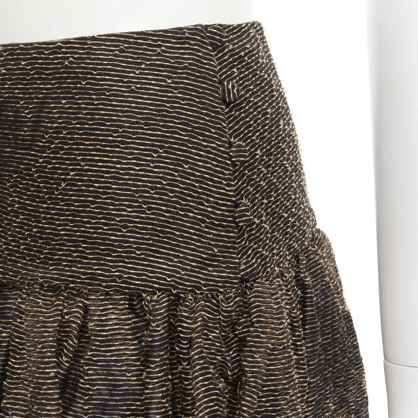 CHRISTIAN DIOR 2021 linen silk gold black leaf pattern faille full skirt FR36 XS For Sale 3
