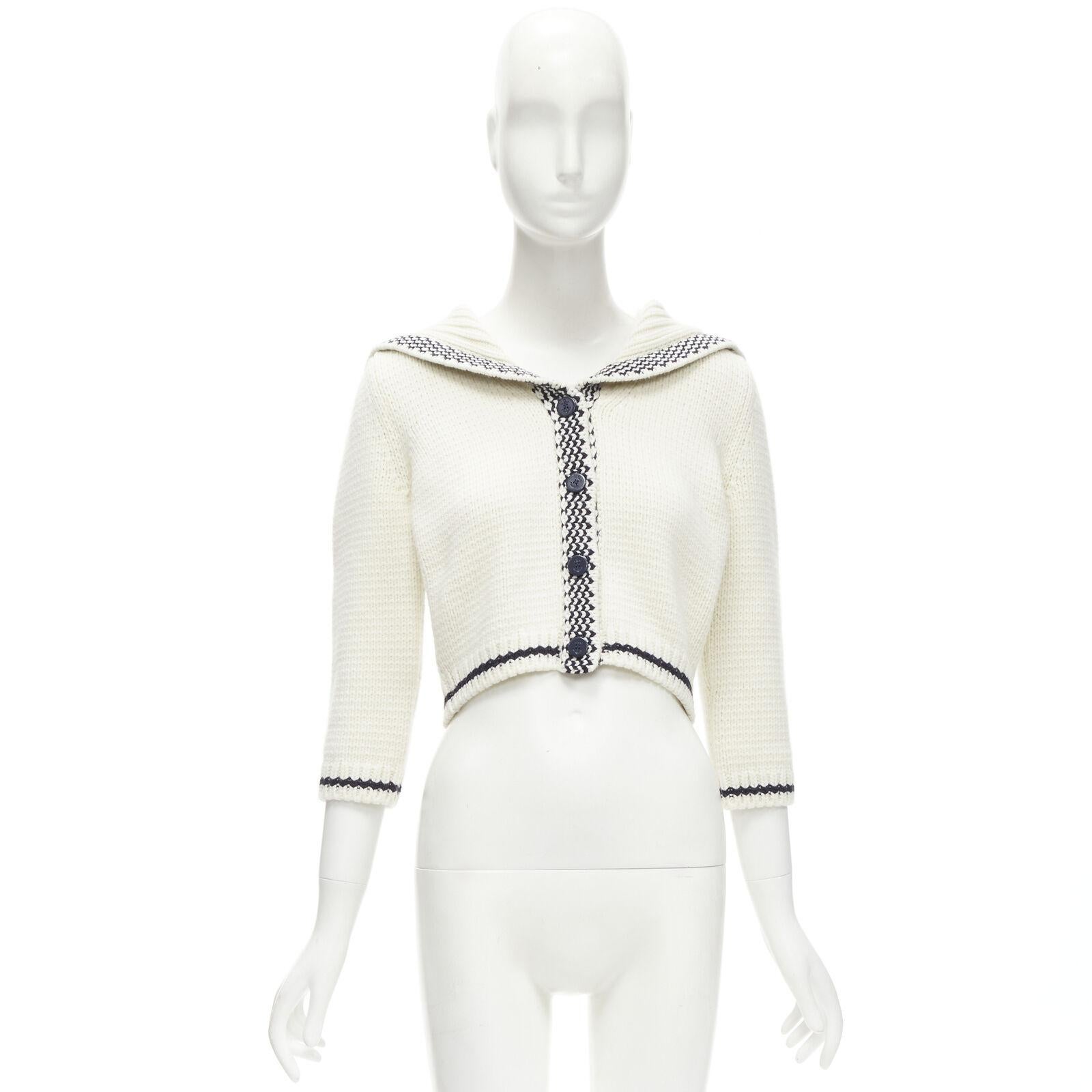 CHRISTIAN DIOR 2021 Mariniere wool cashmere beige sailor collar